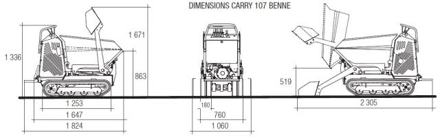 mini-transporteur-imer-carry-107-essence-benne brouette-a-moteur-brouette-a-chenille-specification
