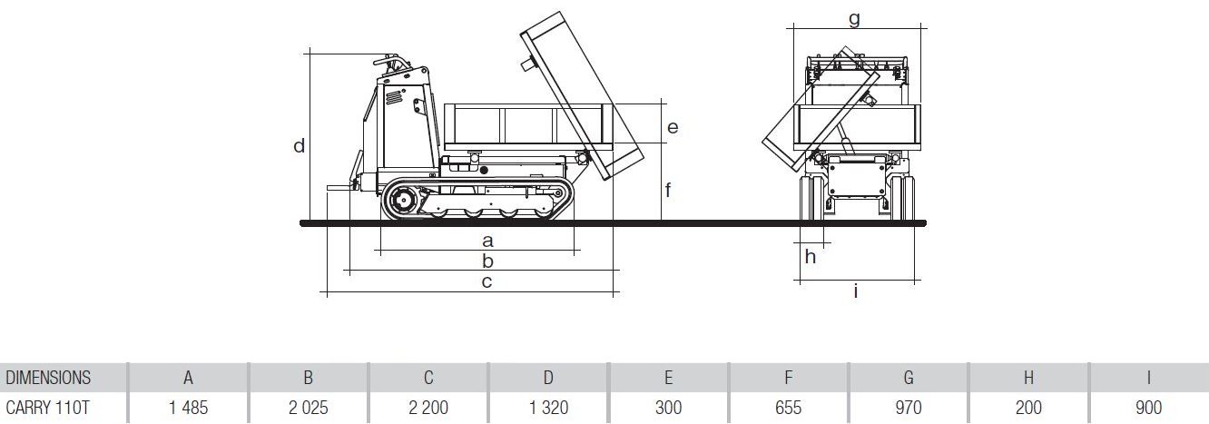 mini-transporteur-imer-carry-110T-tribenne-brouette-a-chenille-brouette-a-moteur-mini-dumper-specifications