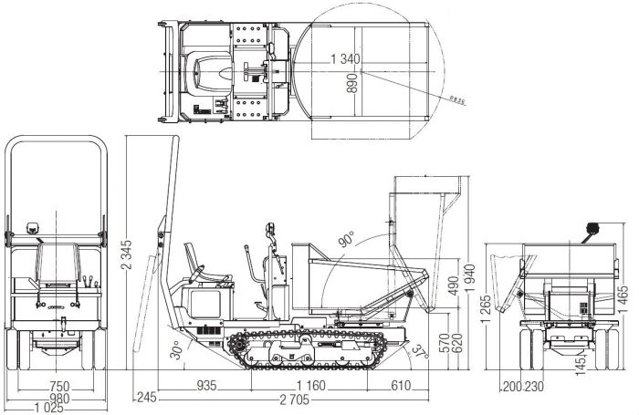 mini-transporteur-imer-cc-1000-R-ROPS-brouette-a-moteur-brouette-a-chenille-specification