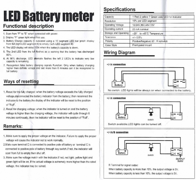 Jauge d'indicateur de batterie numérique de 12V / 24V / 36V / 48V / 72V LED  avec compteur d'heures pour voiturette de golf indicateur de charge