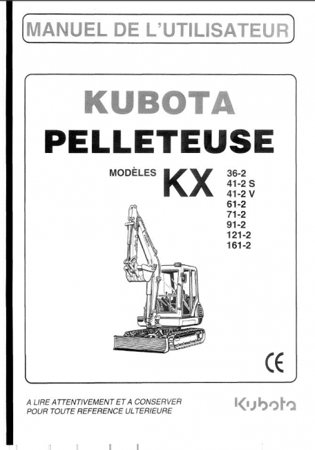Atelier Manuel Digger Kubota KX36-2 Pelleteuse 