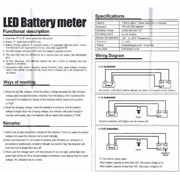 Jauge d'indicateur de batterie numérique de 12V / 24V / 36V / 48V / 72V LED  avec compteur d'heures pour voiturette de golf indicateur de charge