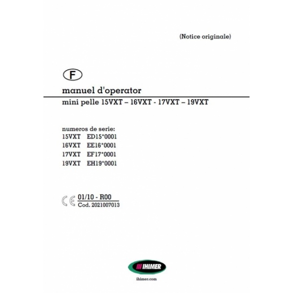 manuel utilisateur ihi imer 15vxt  16vxt - 17vxt  19vxt 507230567